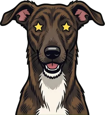 Bonnie, a deerhound lurcher, drawn as a cartoon